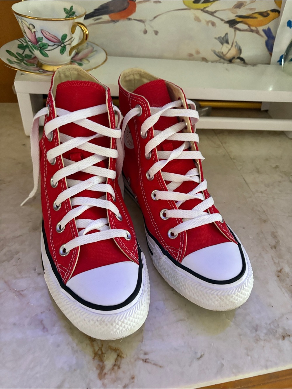 Women Red High-Top Converse Chucks Sneakers - Classic Style
